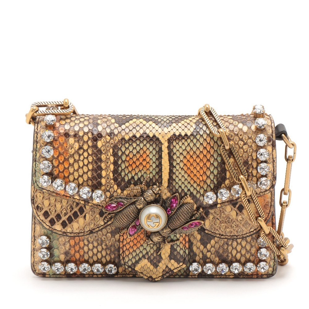 Gucci Python Chain Shoulder Bag Brown - image 1